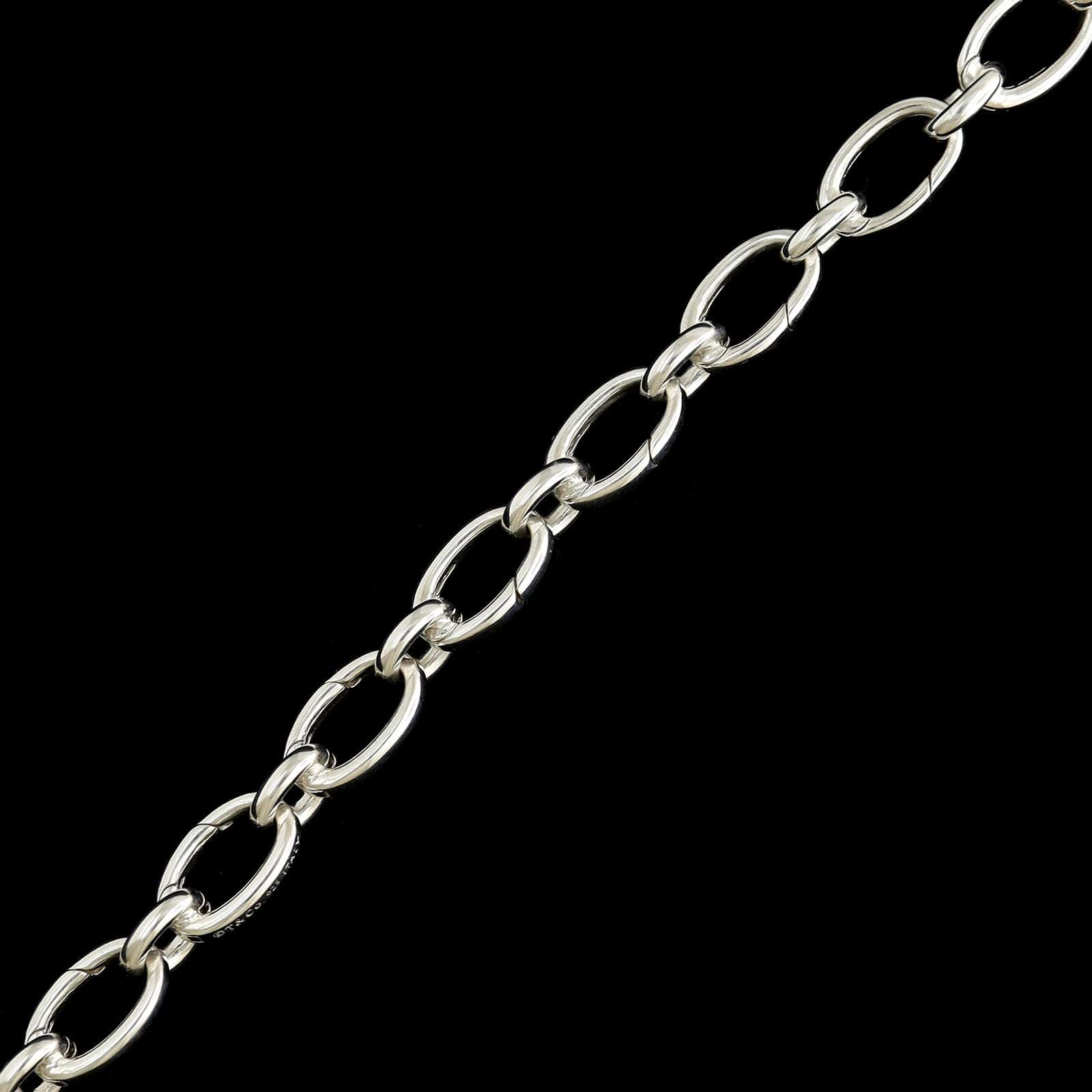 Tiffany & Co. Sterling Silver Estate Oval Clasping Link Charm Bracelet