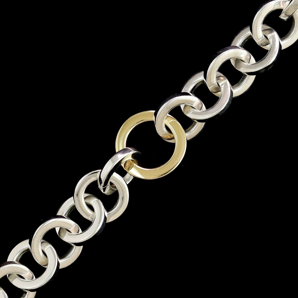 Tiffany & Co. Sterling Silver and 18K Yellow Gold Estate Circle Link Bracelet