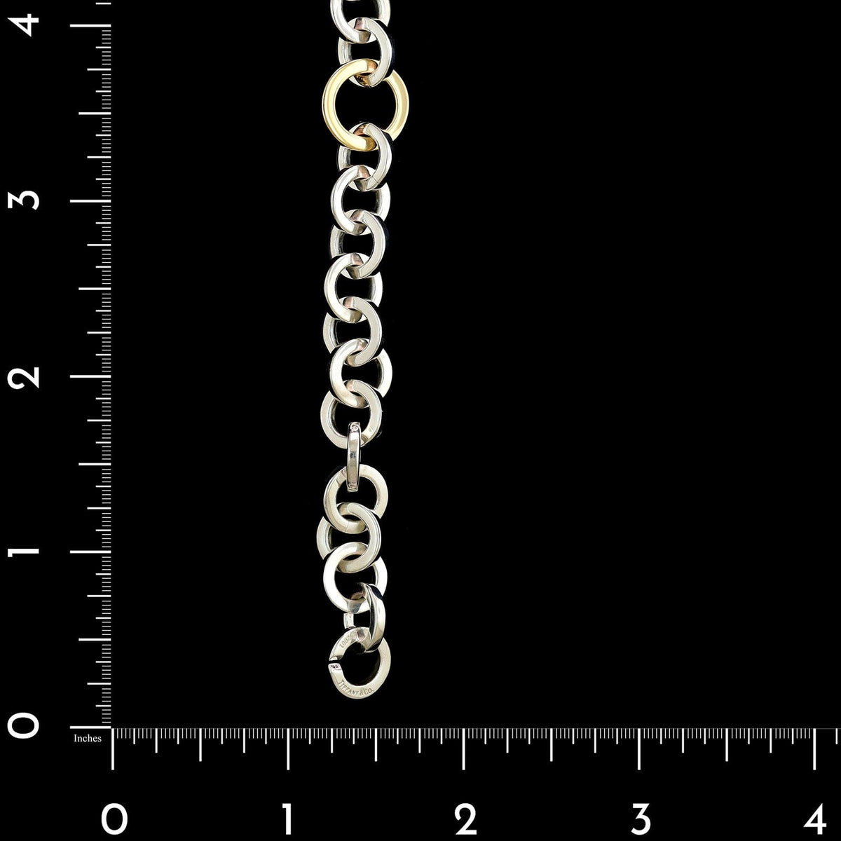 Tiffany & Co. Sterling Silver and 18K Yellow Gold Estate Circle Link Bracelet