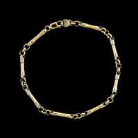 14K Two-tone Gold Estate Bar Link Bracelet