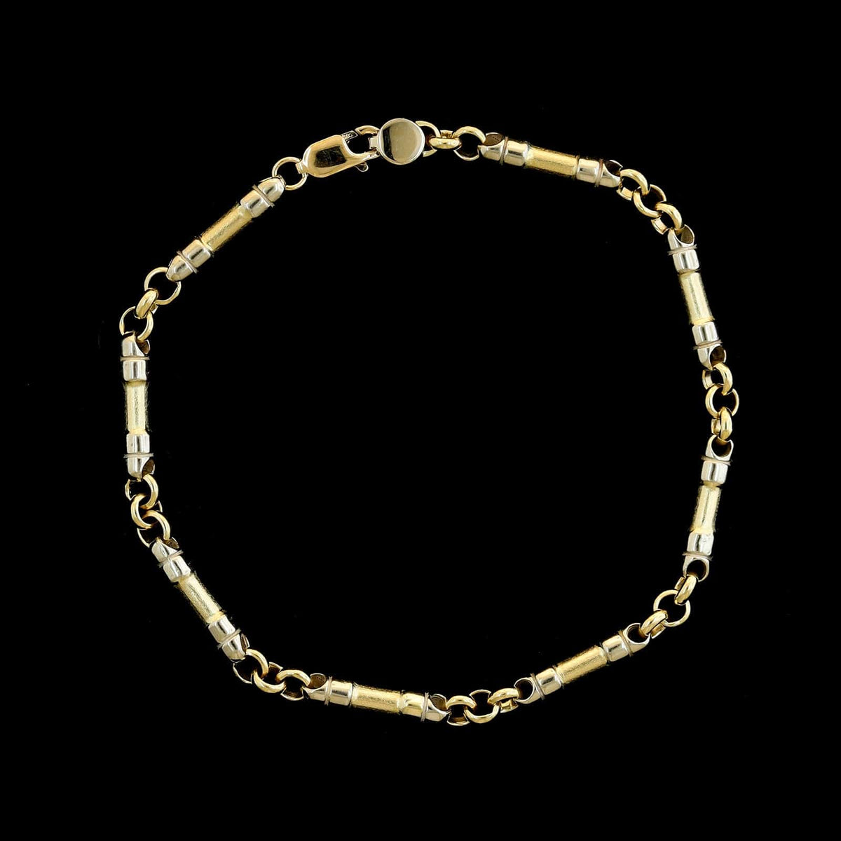 14K Two-tone Gold Estate Bar Link Bracelet
