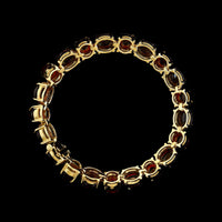 14K Yellow Gold Estate Hessonite and Rhodolite Garnet Cabochon Bracelet