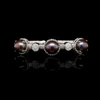14K White Gold Estate Dyed Black Fresh Water Cultured Pearl Bracelet