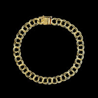 14K Yellow Gold Estate Double Link Charm Bracelet