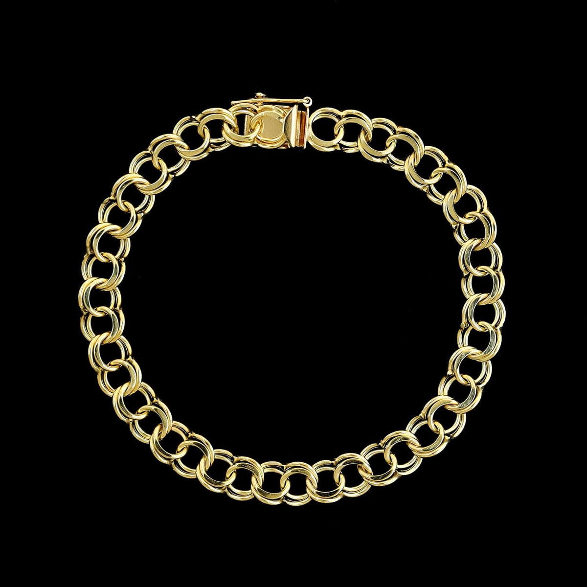 14K Yellow Gold Estate Double Link Charm Bracelet