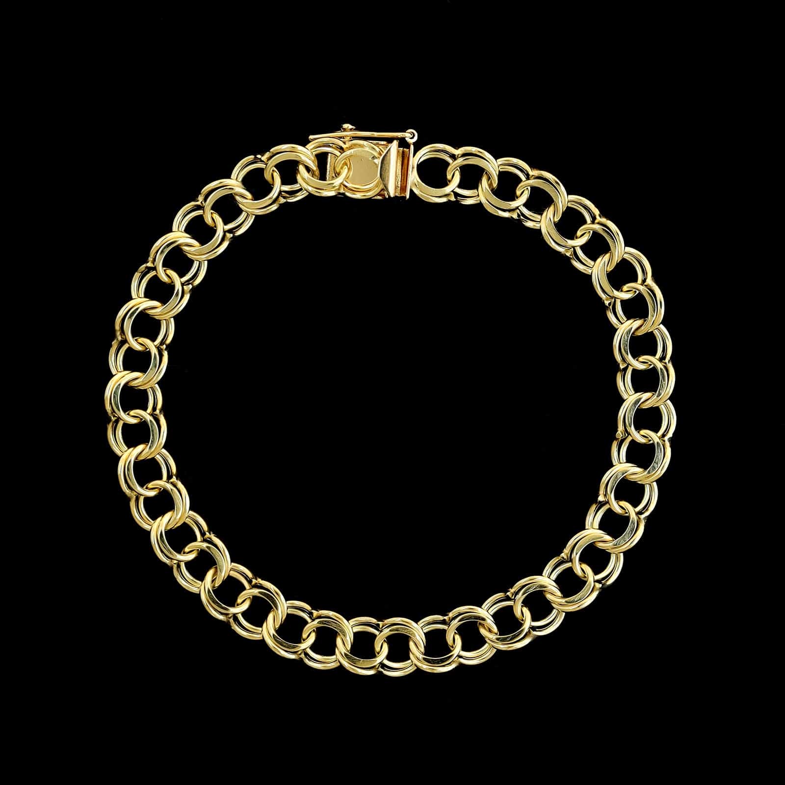 14K Yellow Gold Estate Double Link Charm Bracelet
