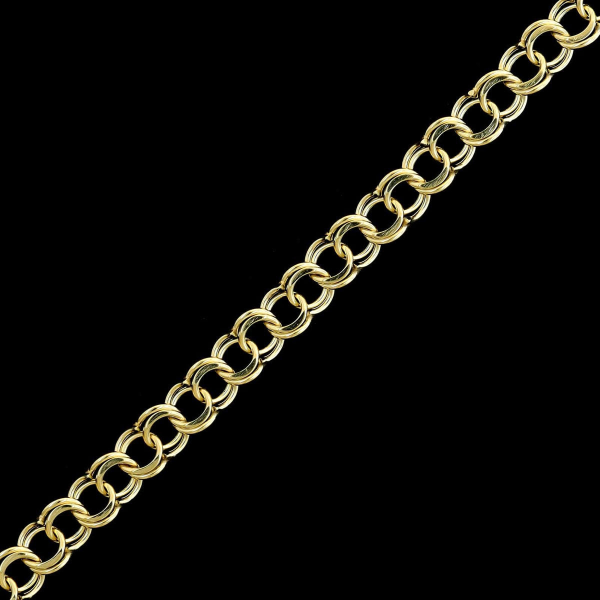 14K Yellow Gold Estate Double Link Charm Bracelet