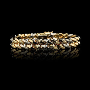 18K Two-tone Gold Estate Fancy Link Bracelet