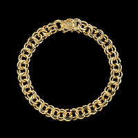 14K Yellow Gold Estate Double Link Charm Bracelet