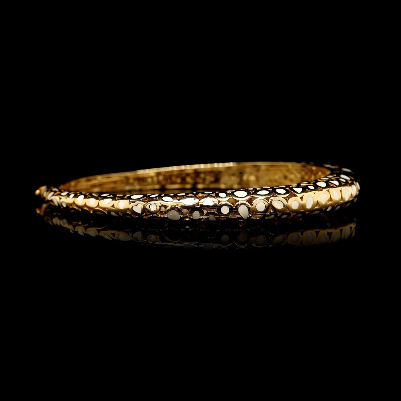 Roberto Coin 18K Yellow Gold White Enamel Accents Bangle