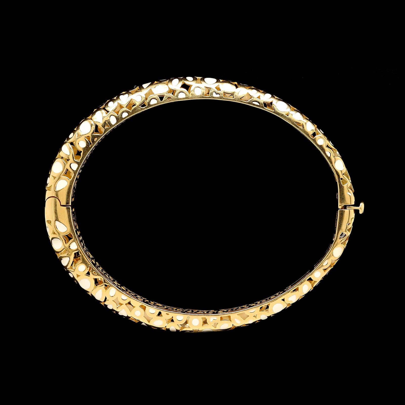 Roberto Coin 18K Yellow Gold White Enamel Accents Bangle