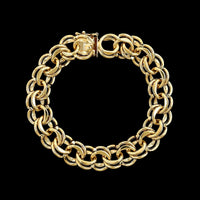 14K Yellow Gold Estate Double Link Charm Bracelet