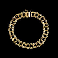 14K Yellow Gold Estate Triple Link Charm Bracelet