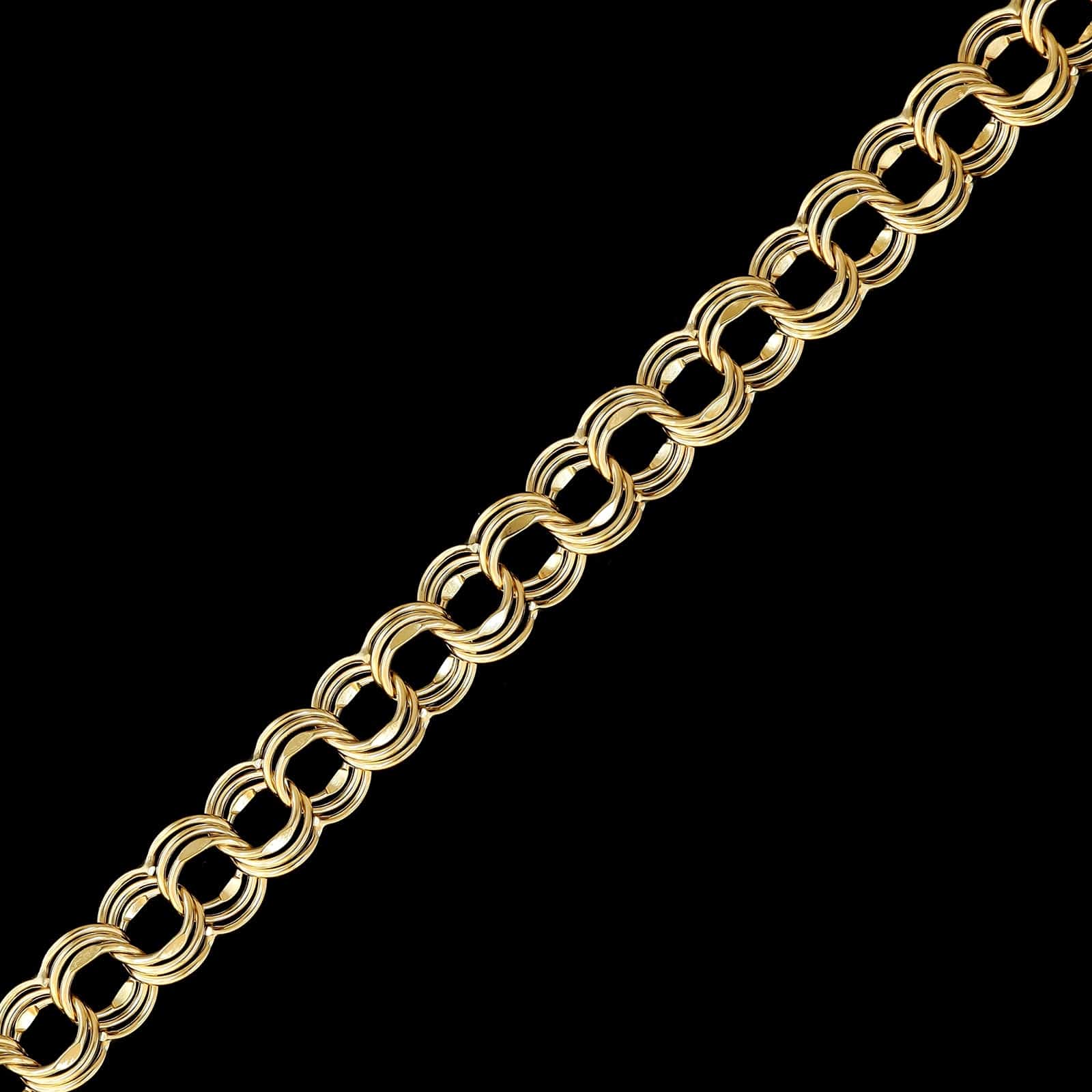 14K Yellow Gold Estate Triple Link Charm Bracelet