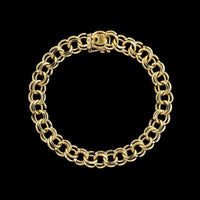 14K Yellow Gold Estate Double Link Charm Bracelet