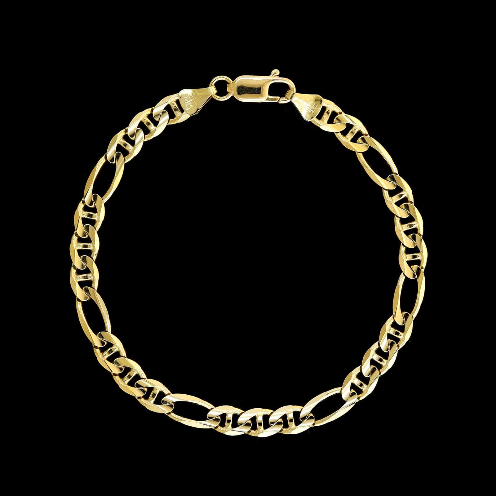 14K Yellow Gold Estate Figaro Chain Bracelet