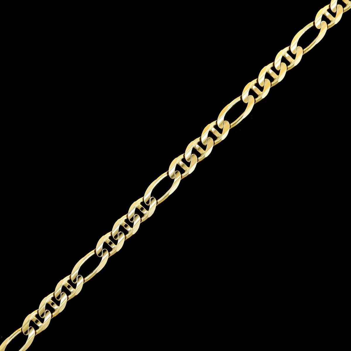 14K Yellow Gold Estate Figaro Chain Bracelet