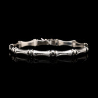 14K White Gold Estate Bamboo Link Bracelet
