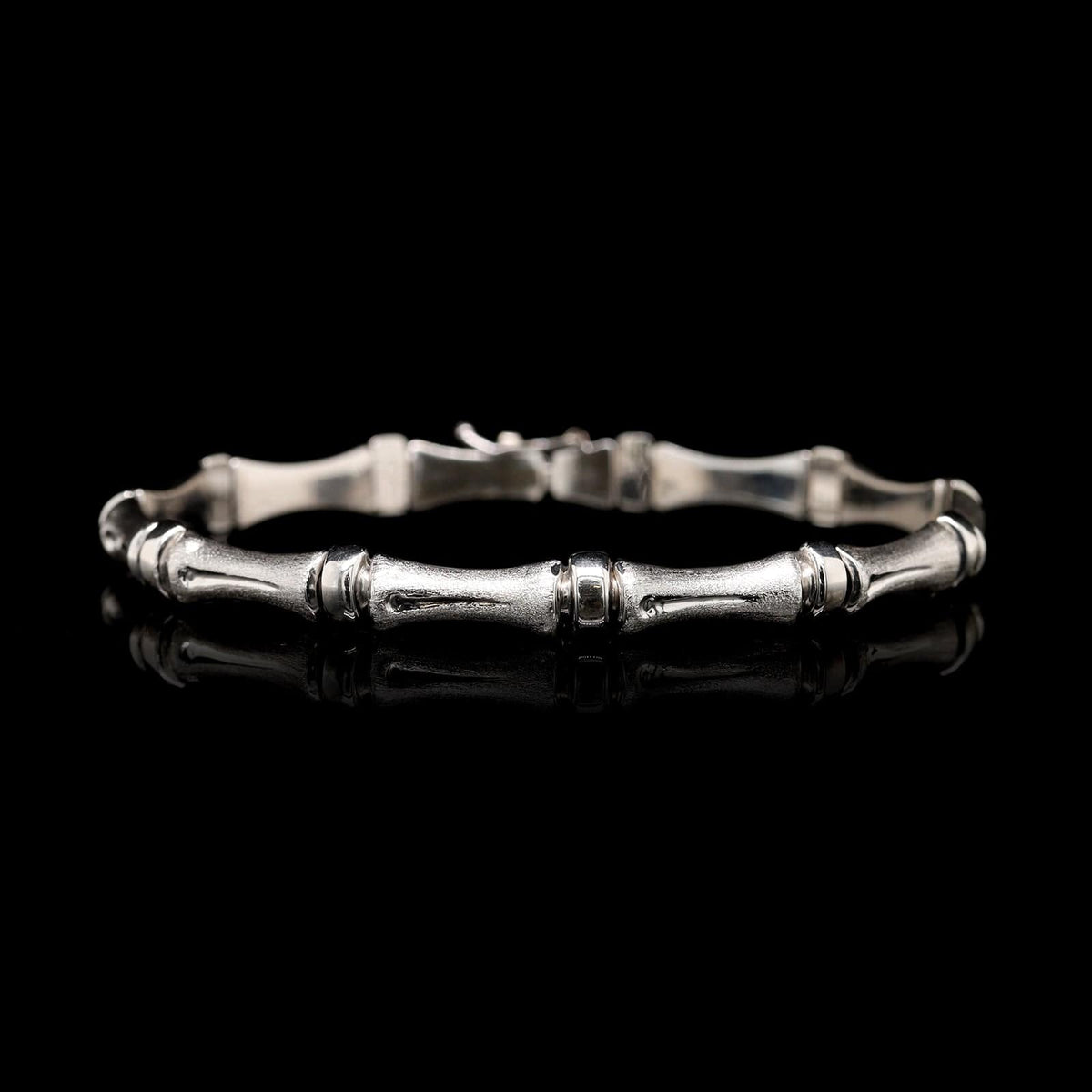 14K White Gold Estate Bamboo Link Bracelet