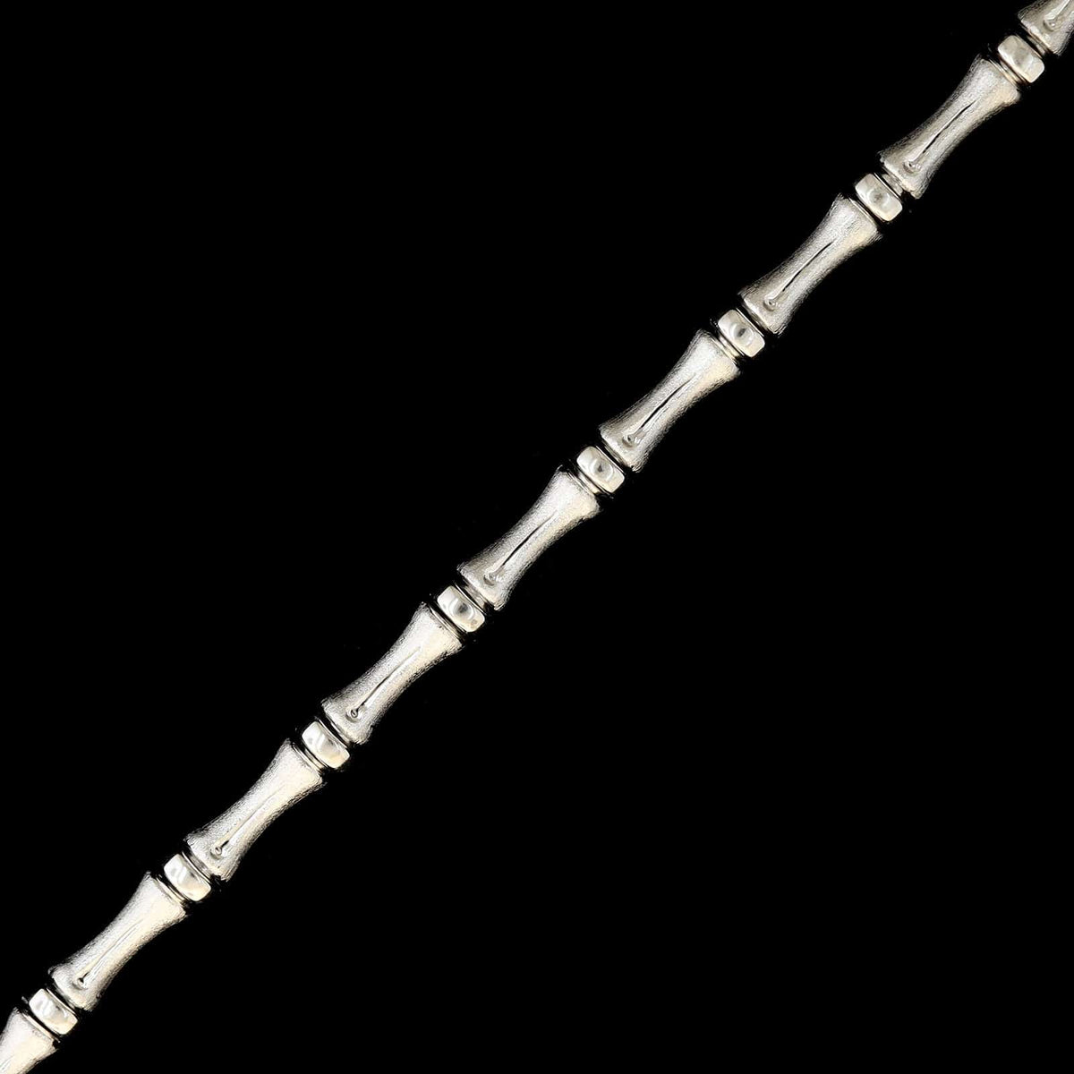 14K White Gold Estate Bamboo Link Bracelet