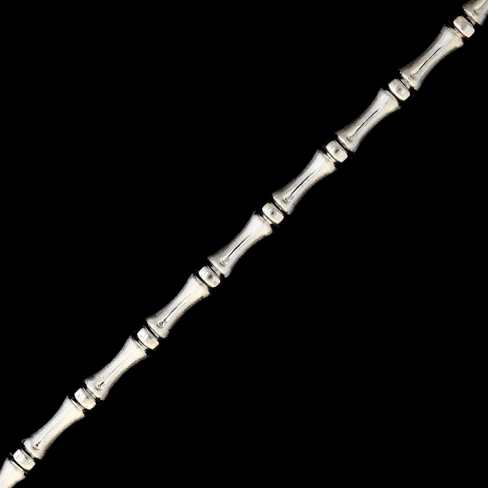 14K White Gold Estate Bamboo Link Bracelet