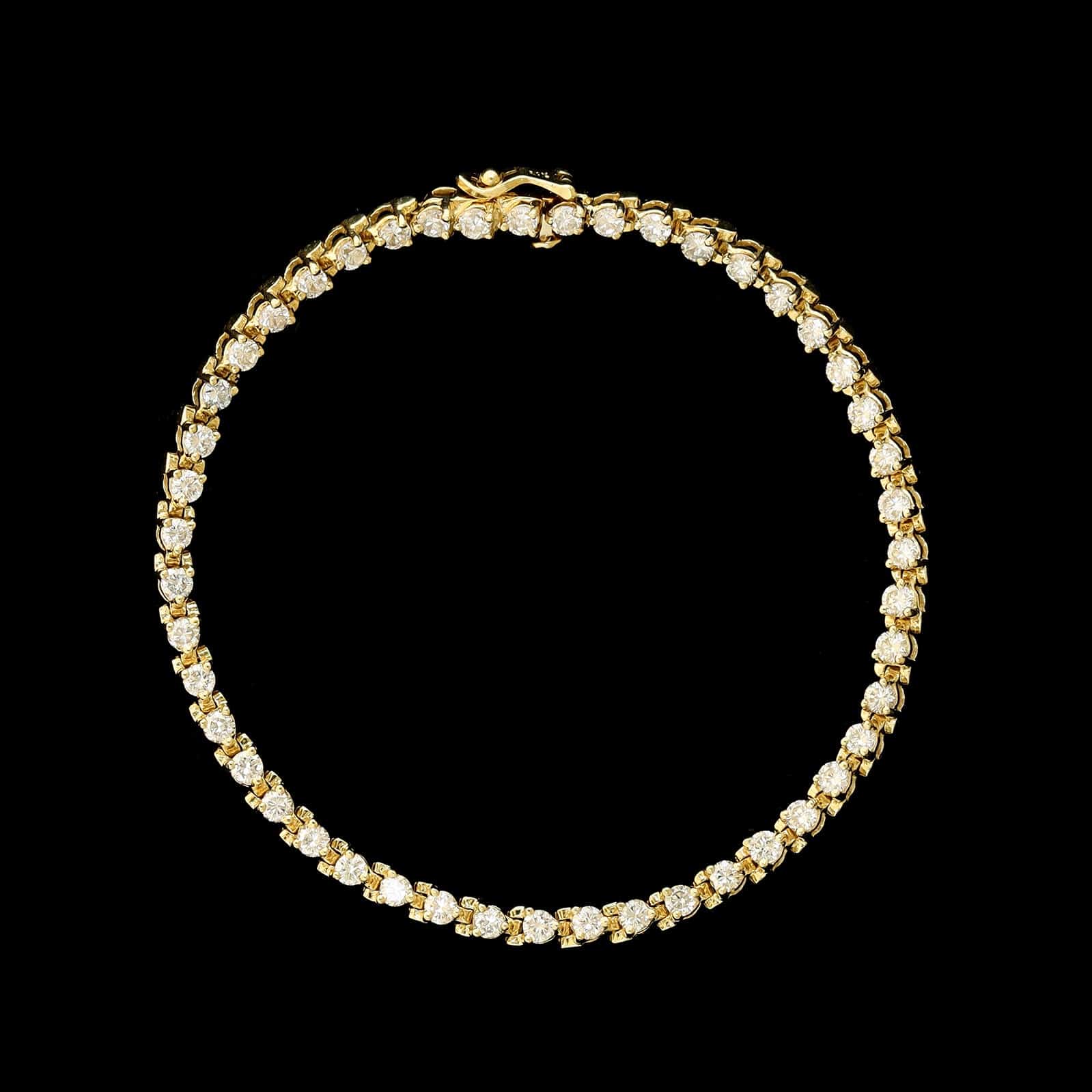 14K Yellow Gold Estate Diamond Tennis Bracelet