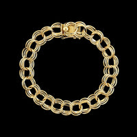 14K Yellow Gold Estate Triple Link Charm Bracelet