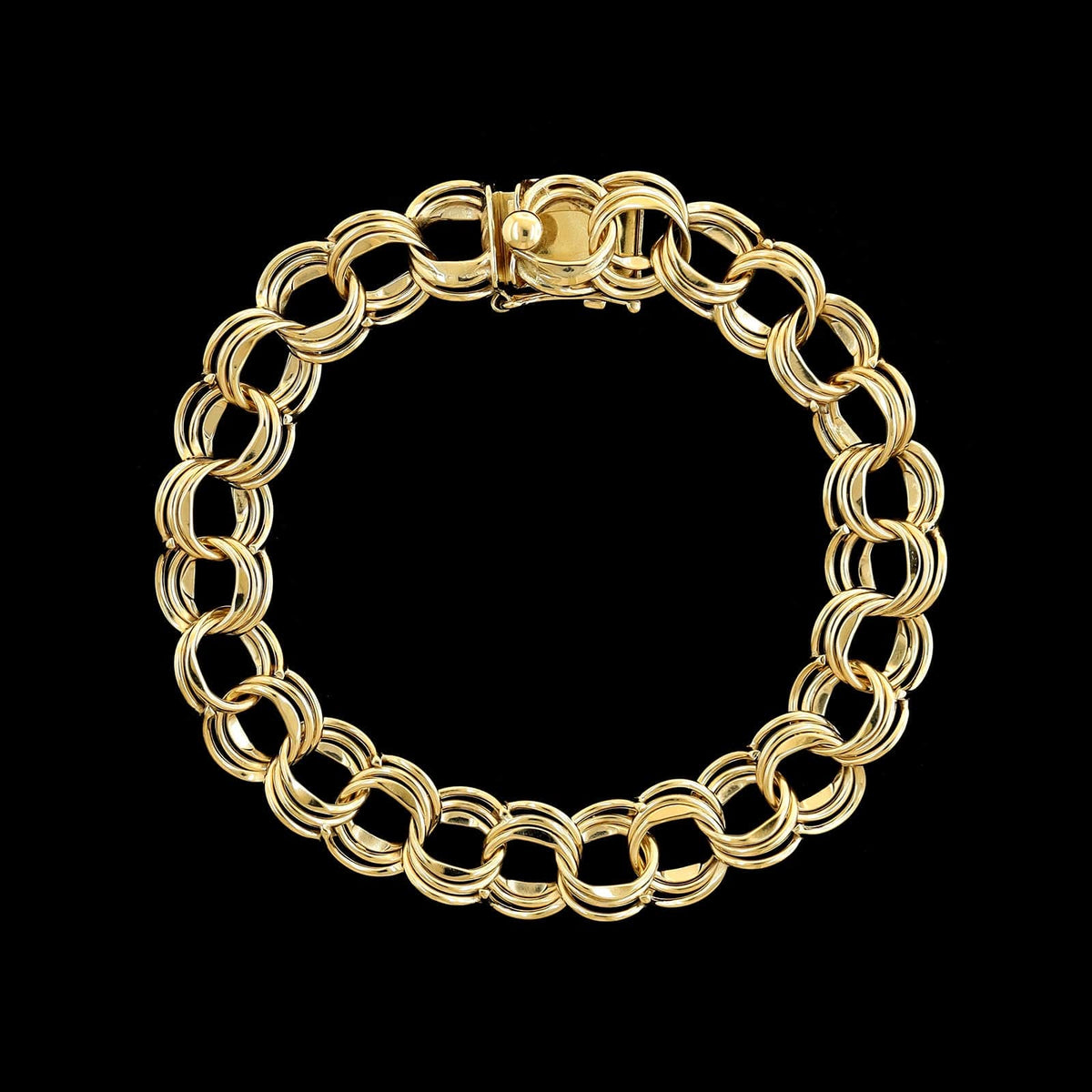 14K Yellow Gold Estate Triple Link Charm Bracelet