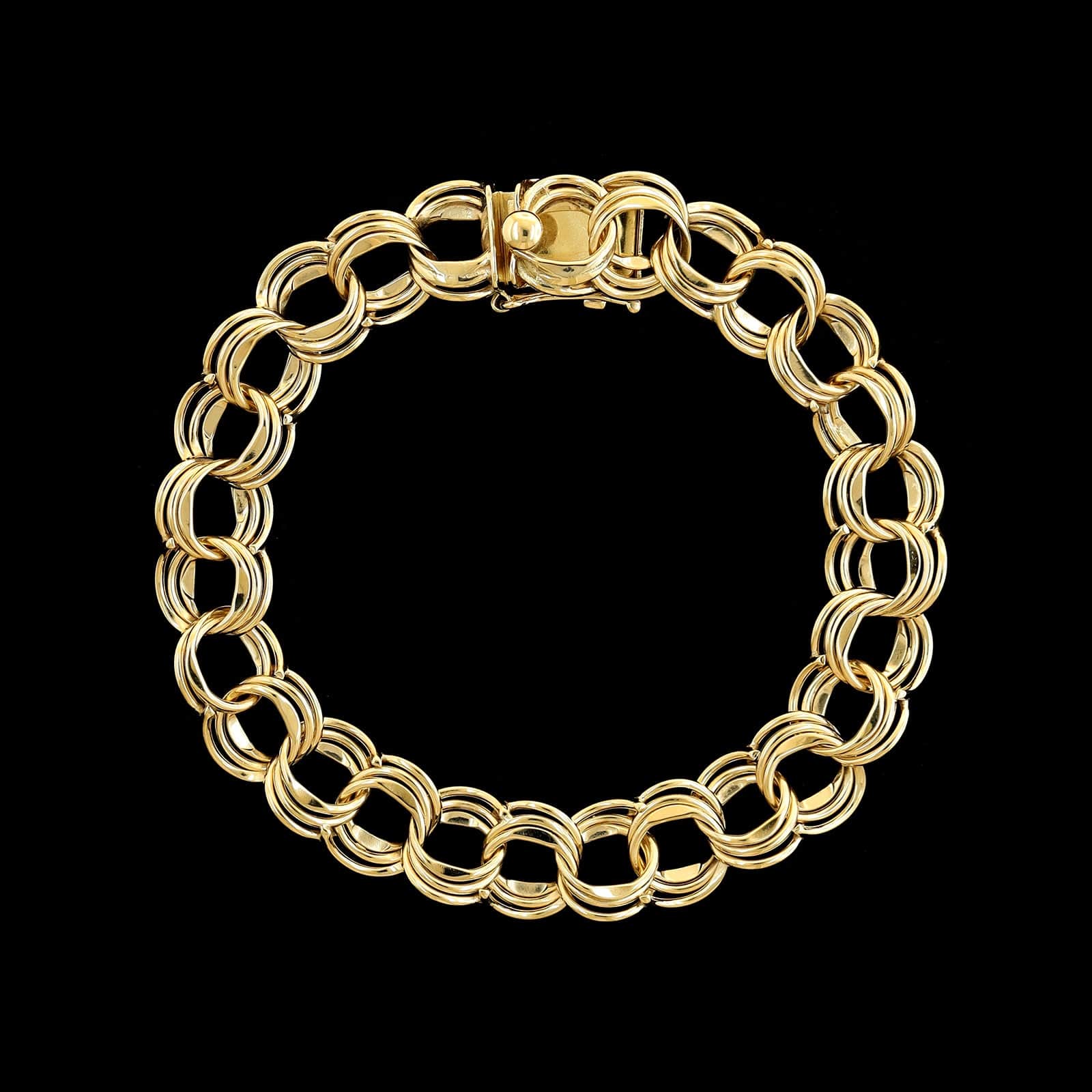 14K Yellow Gold Estate Triple Link Charm Bracelet