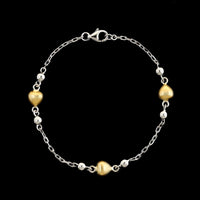 14K Two-tone Gold Estate Heart Link Bracelet