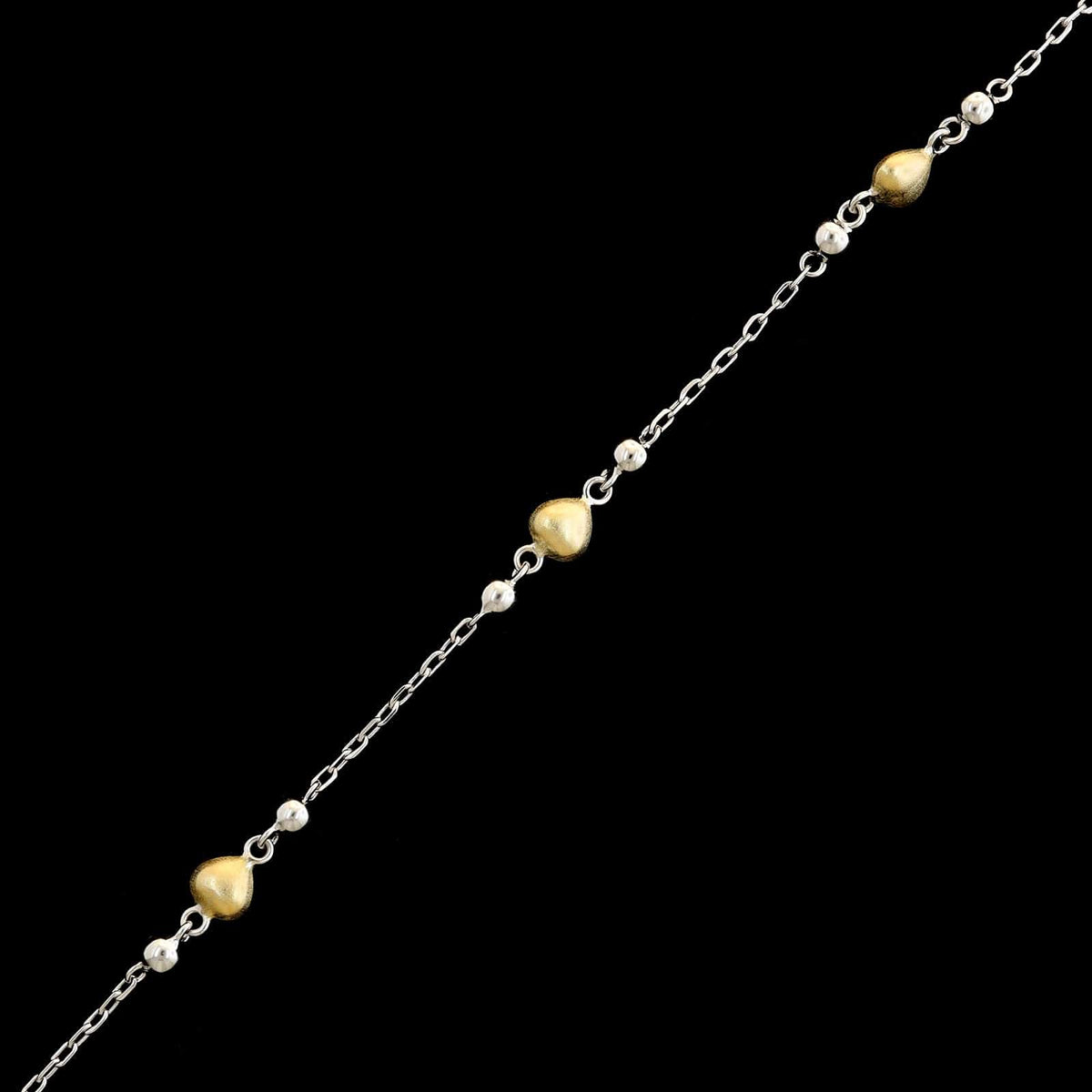 14K Two-tone Gold Estate Heart Link Bracelet