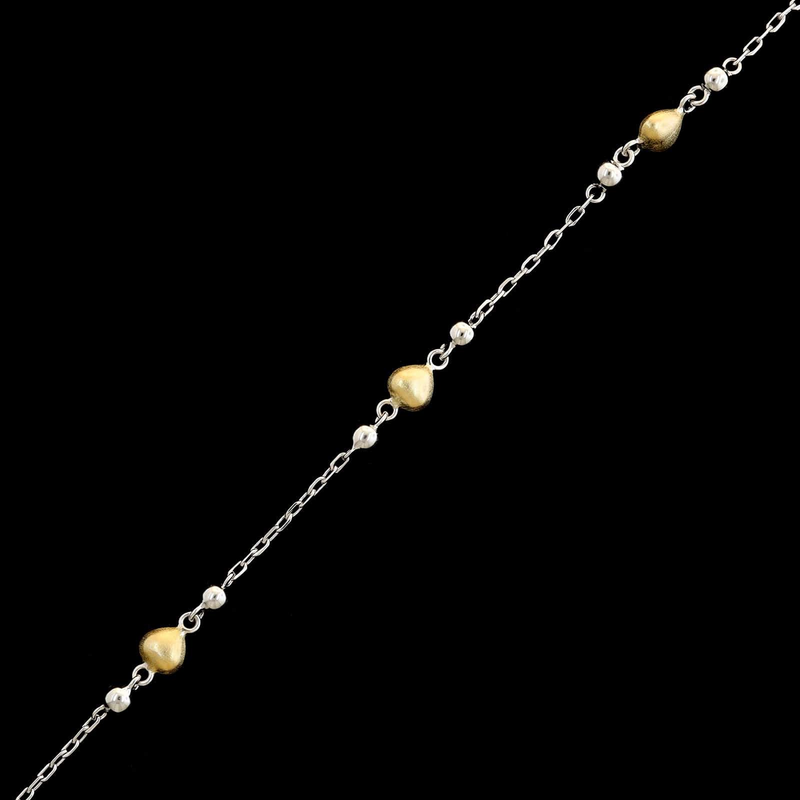 14K Two-tone Gold Estate Heart Link Bracelet