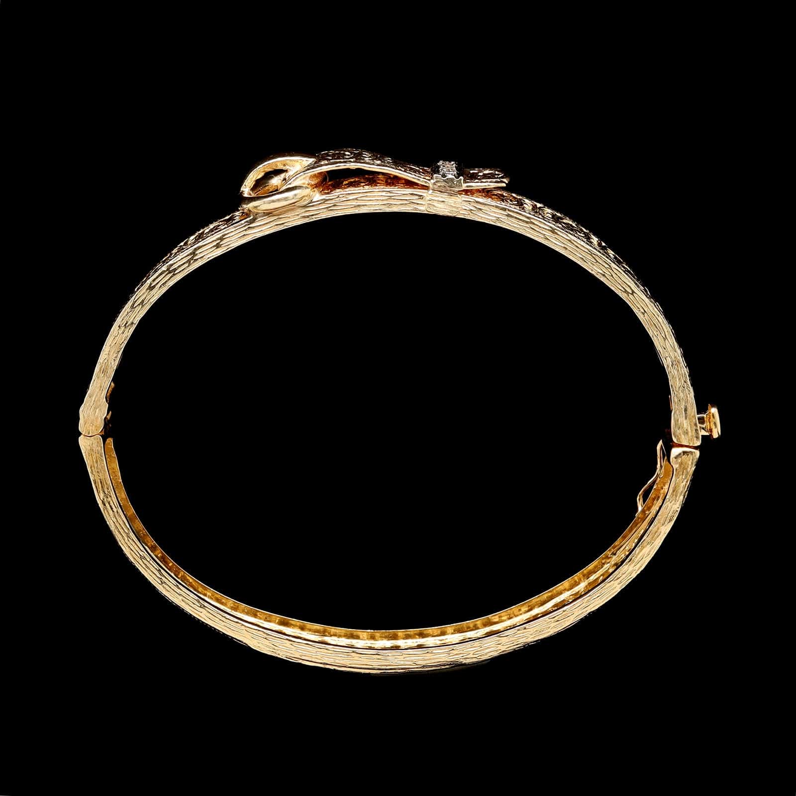 14K Yellow Gold Estate Diamond Buckle Bracelet