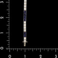 14K White Gold Estate Synthetic Sapphire and Diamond Bracelet