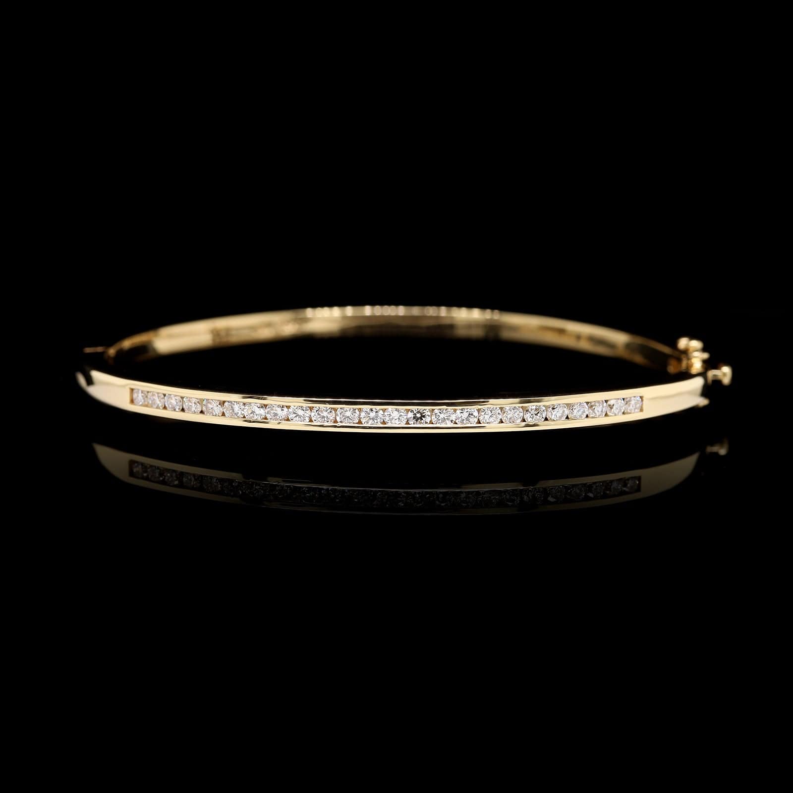 18K Yellow Gold Estate Diamond Bangle Bracelet