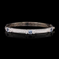 Judith Ripka 18K White Gold Estate Blue Quartz and Diamond Bangle Bracelet
