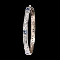 Judith Ripka 18K White Gold Estate Blue Quartz and Diamond Bangle Bracelet
