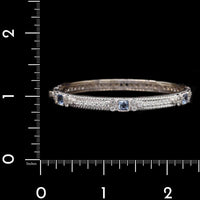 Judith Ripka 18K White Gold Estate Blue Quartz and Diamond Bangle Bracelet