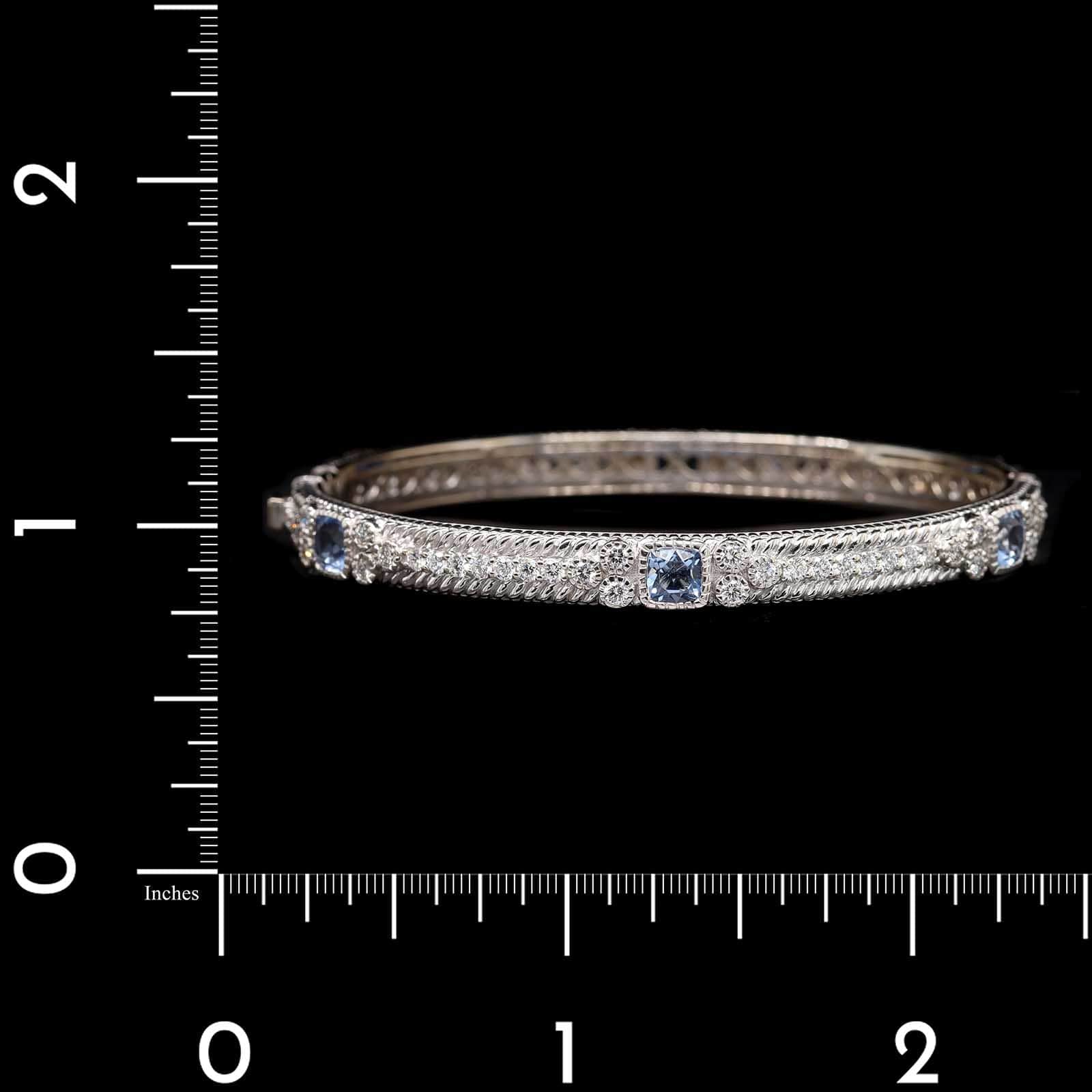 Judith Ripka 18K White Gold Estate Blue Quartz and Diamond Bangle Bracelet