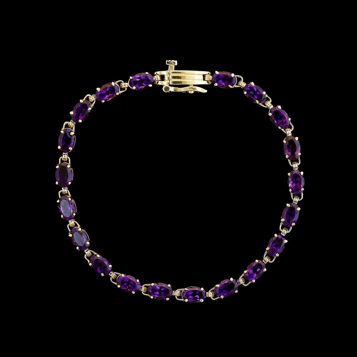 14K Yellow Gold Estate Amethyst Line Bracelet