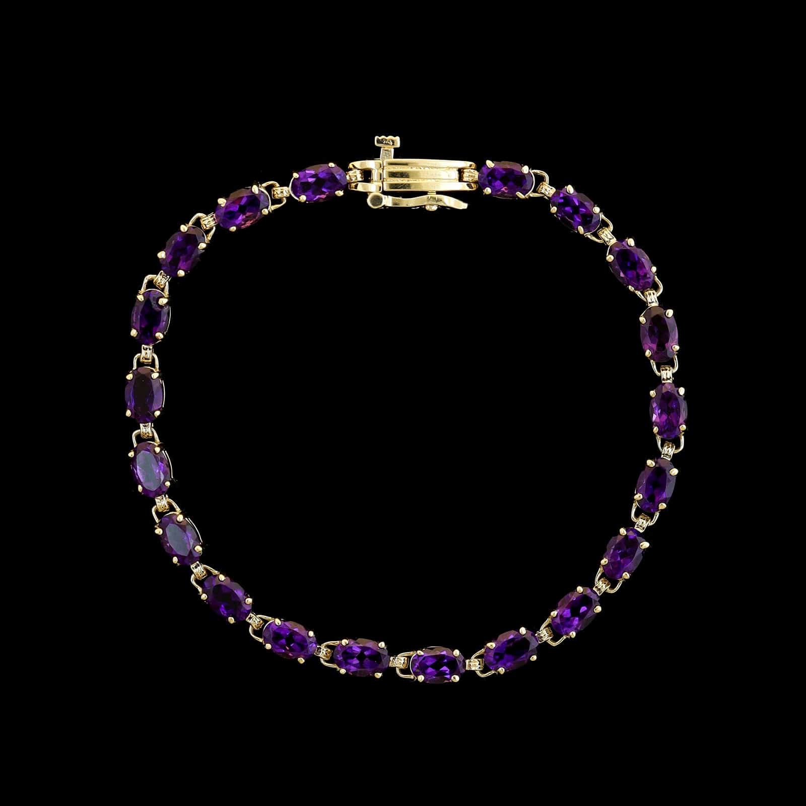 14K Yellow Gold Estate Amethyst Line Bracelet