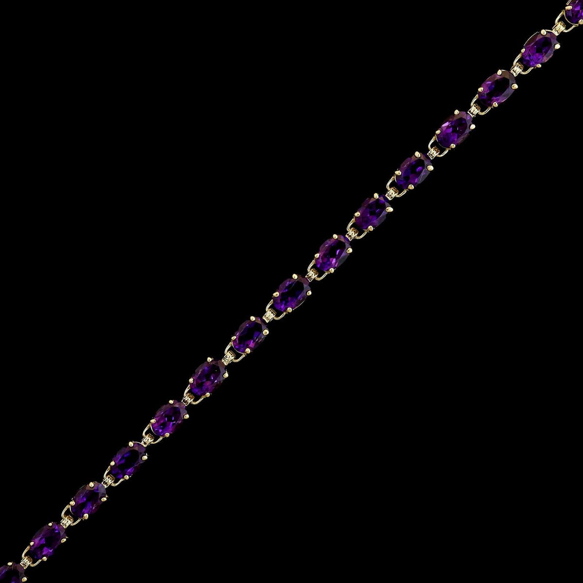 14K Yellow Gold Estate Amethyst Line Bracelet