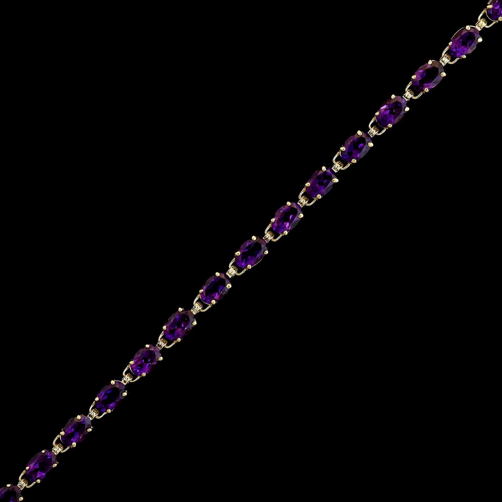 14K Yellow Gold Estate Amethyst Line Bracelet