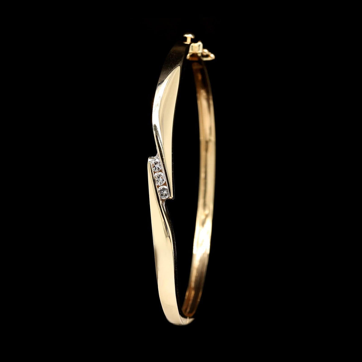 14K Yellow Gold Estate Diamond Bangle Bracelet