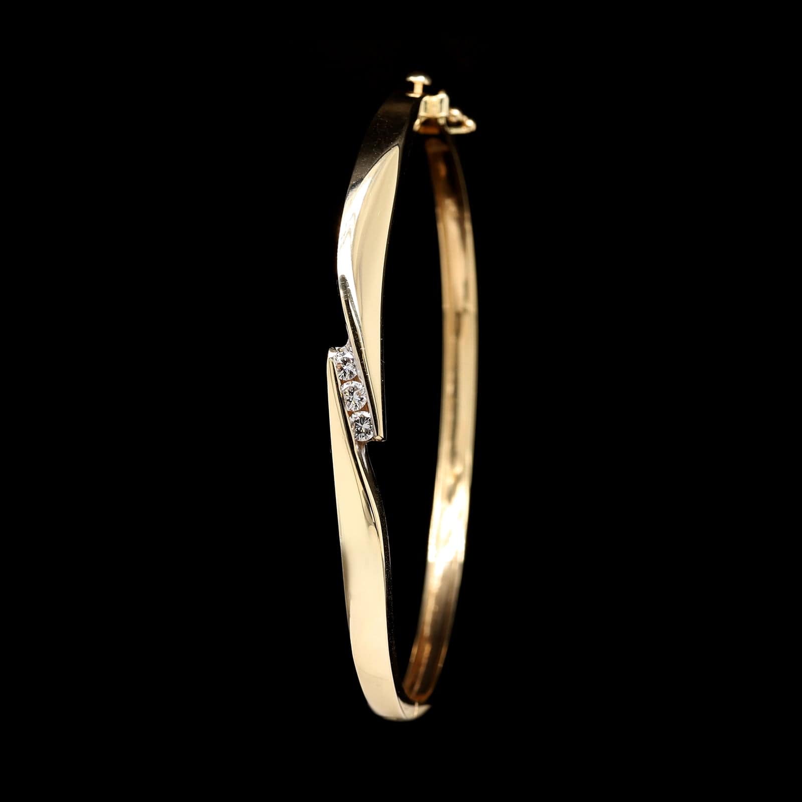 14K Yellow Gold Estate Diamond Bangle Bracelet