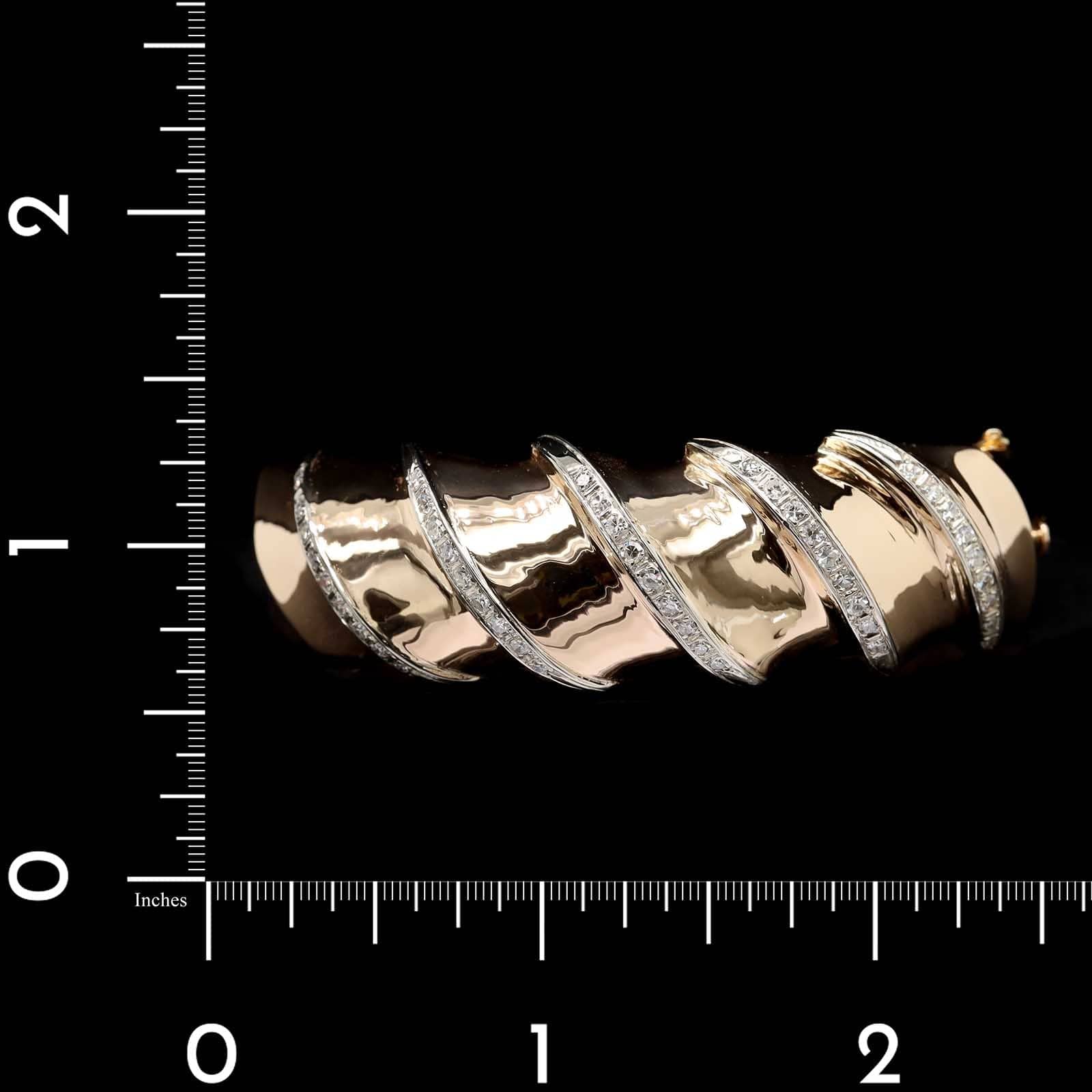 14K Two-tone Gold Estate Diamond Bangle Bracelet