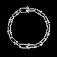 Tiffany & Co. 18K White Gold Estate Diamond Hardwear Medium Link Bracelet