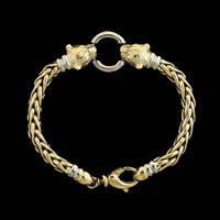 14K Two-tone Gold Estate Panther Head Bracelet