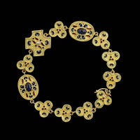 19K Yellow Gold Estate Sapphire and Enamel Bracelet, Portugal