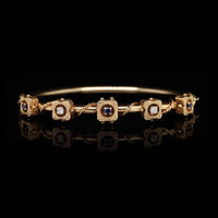 Vintage 14K Yellow Gold Estate Sapphire and Diamond Bangle